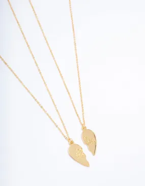 Gold Plated Best Friend Heart Pendant Necklace Pack