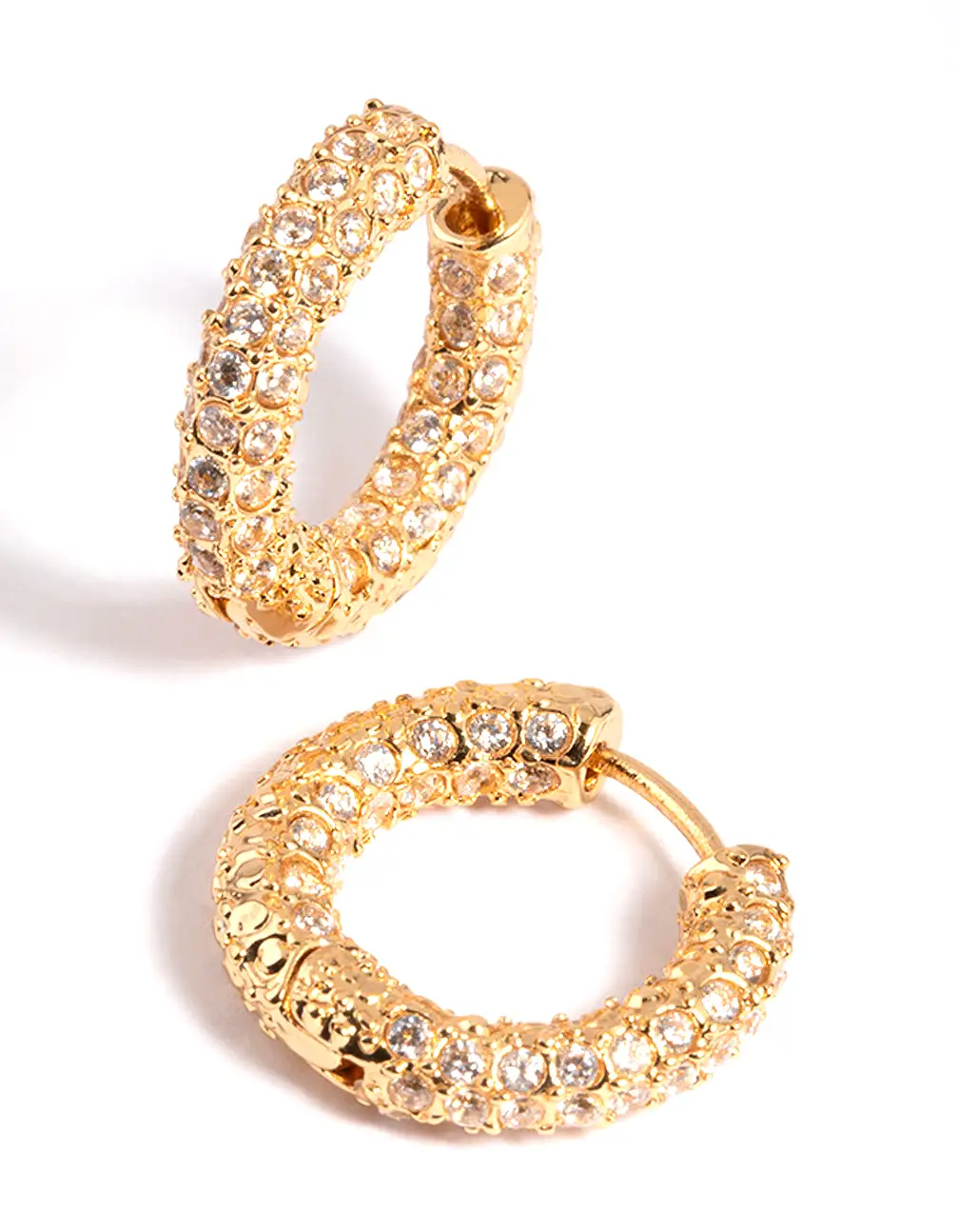 Gold Plated Cubic Zirconia Huggie Earrings