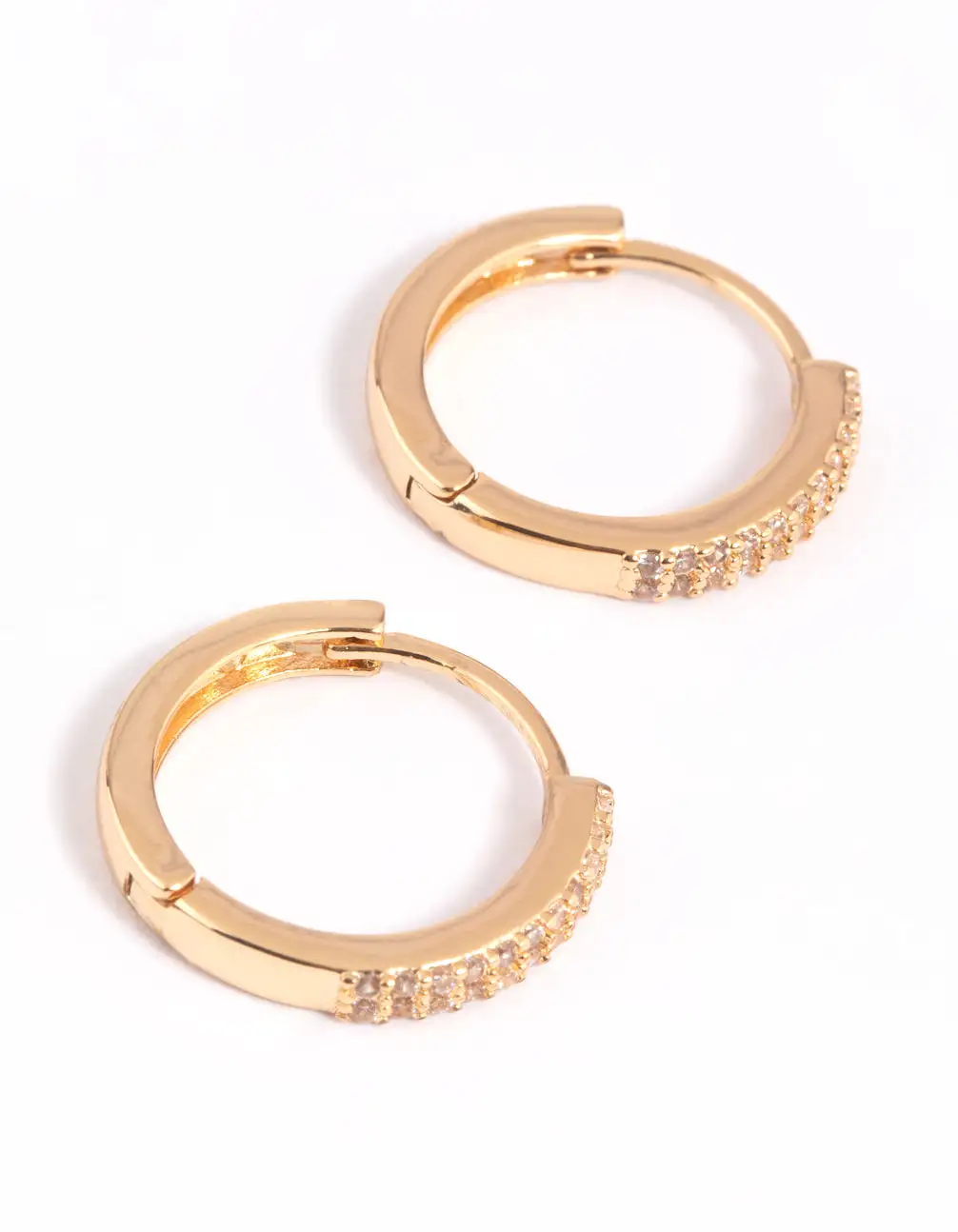 Gold Plated Cubic Zirconia Small Huggie Hoop Earrings