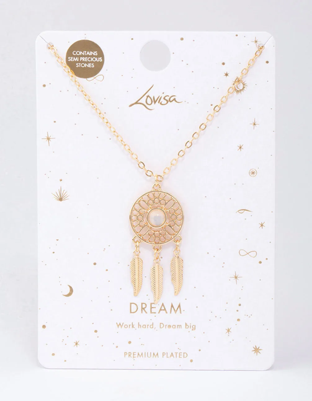 Gold Plated Dream Catcher Pendant Necklace