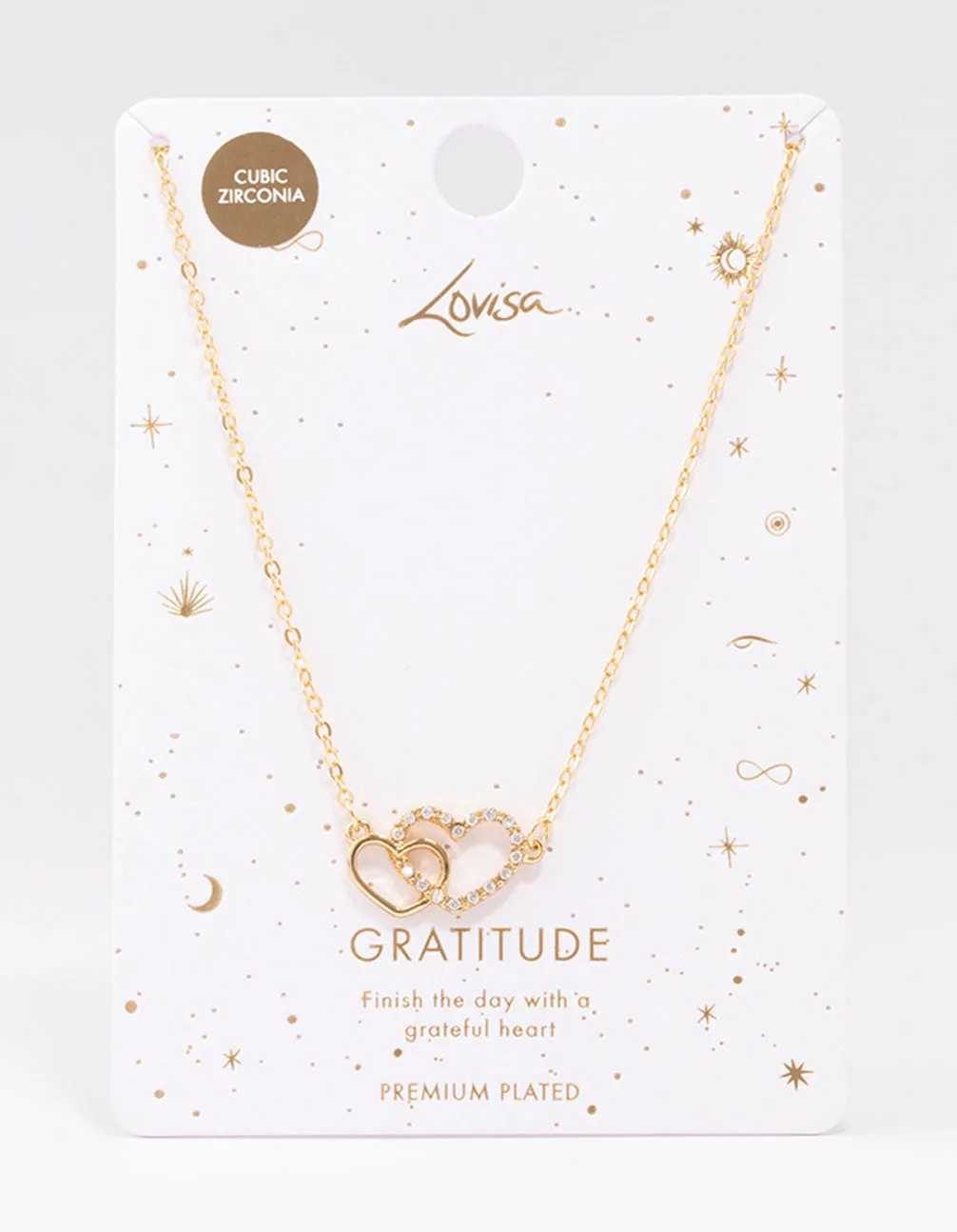 Gold Plated Interlocked Heart Pendant Necklace