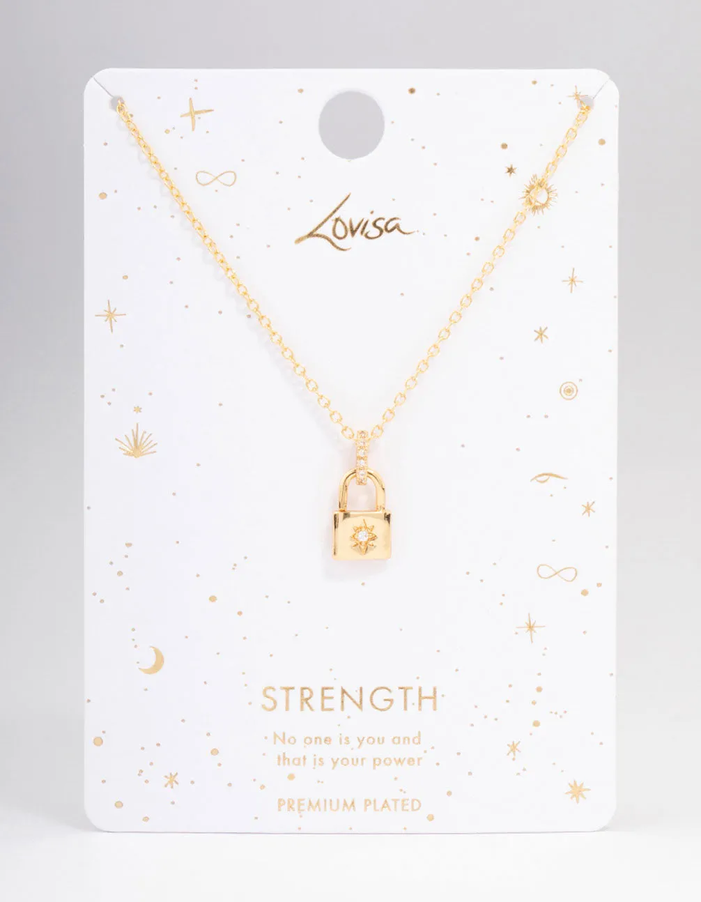 Gold Plated Mini Lock Pendant Necklace