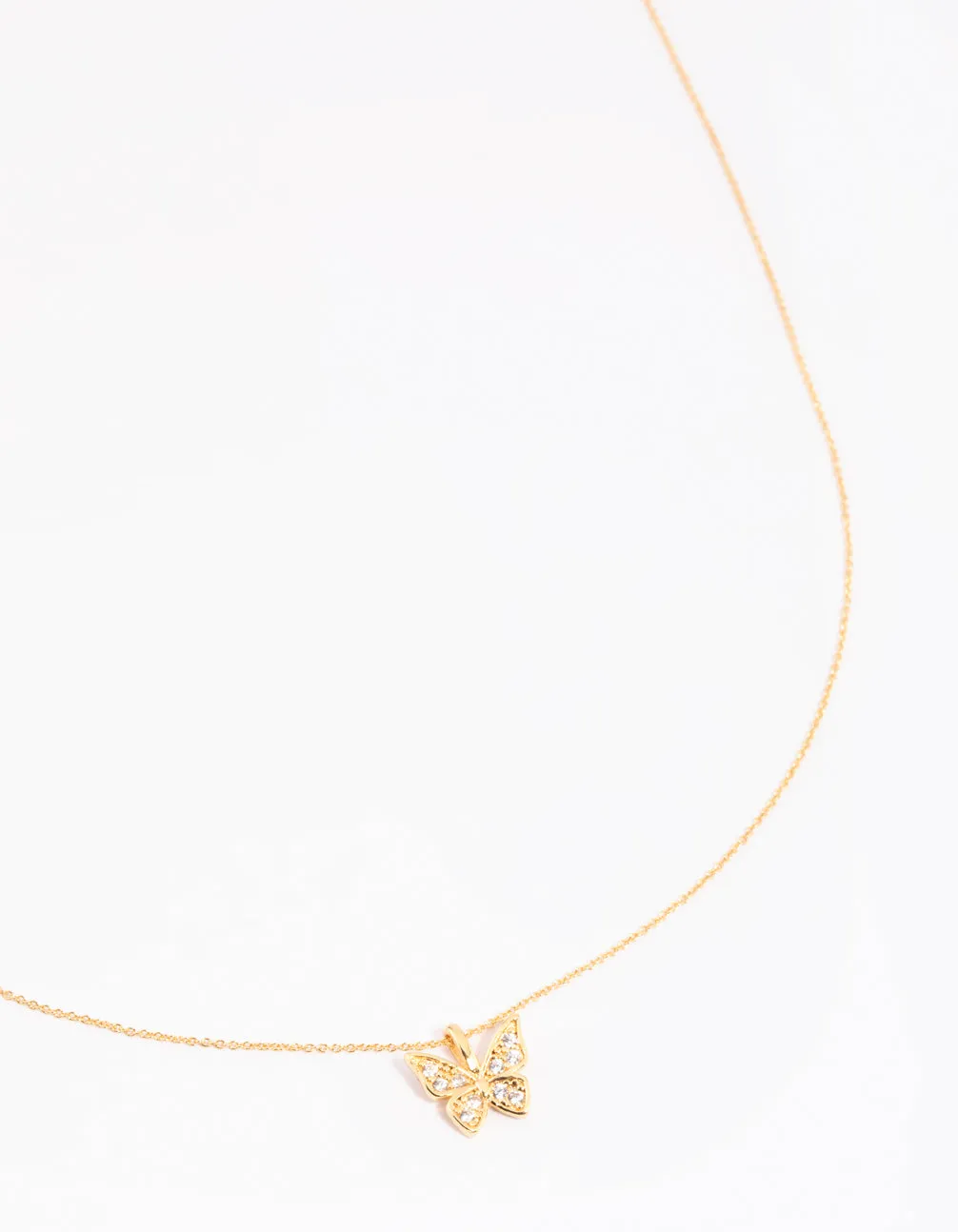 Gold Plated Pave Butterfly Necklace