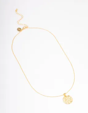 Gold Plated Sagittarius Coin Pendant Necklace