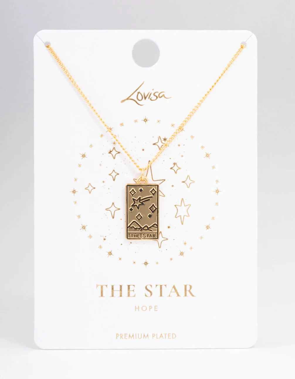 Gold Plated Star Tarot Card Pendant Necklace