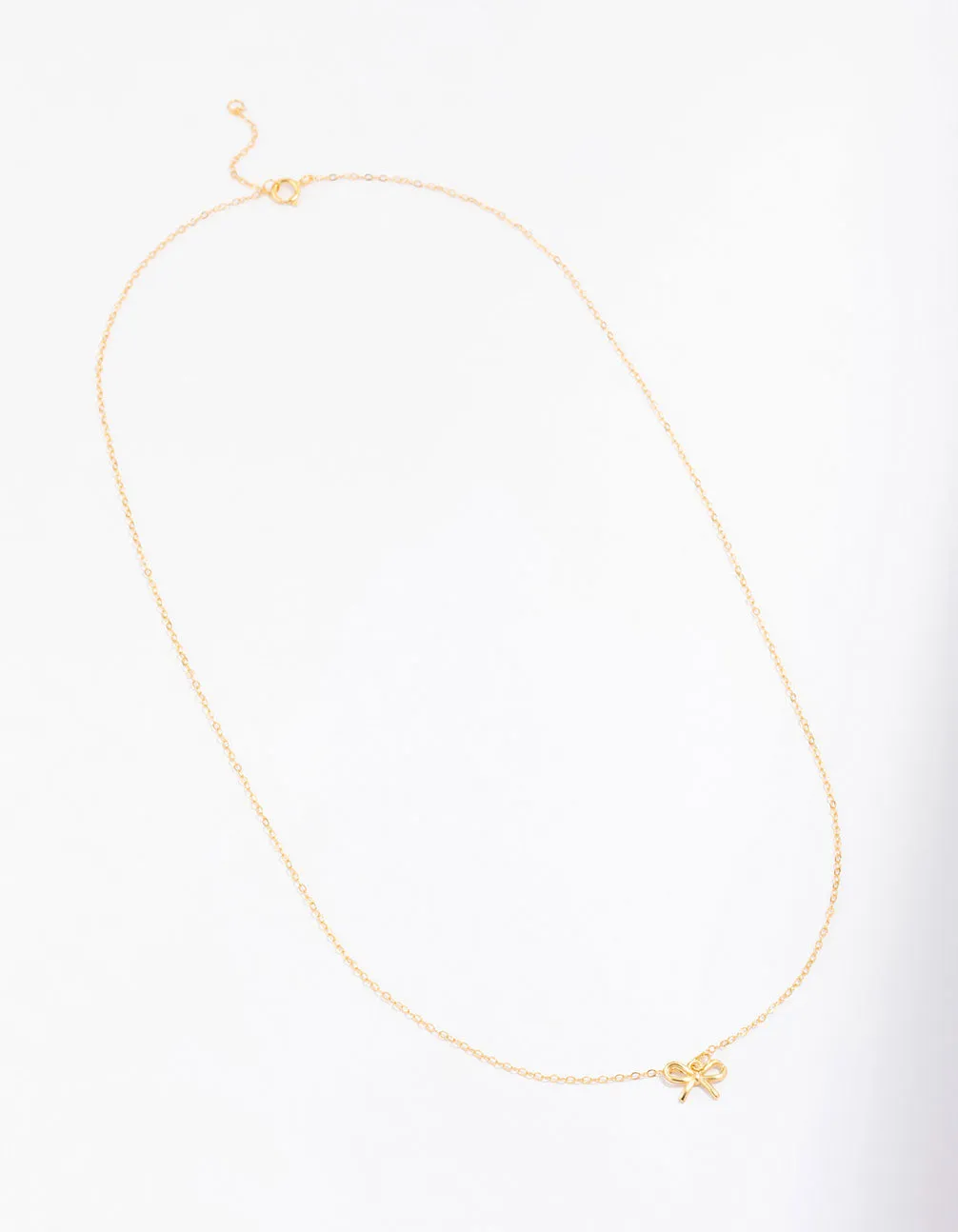 Gold Plated Sterling Silver Bow Pendant Necklace