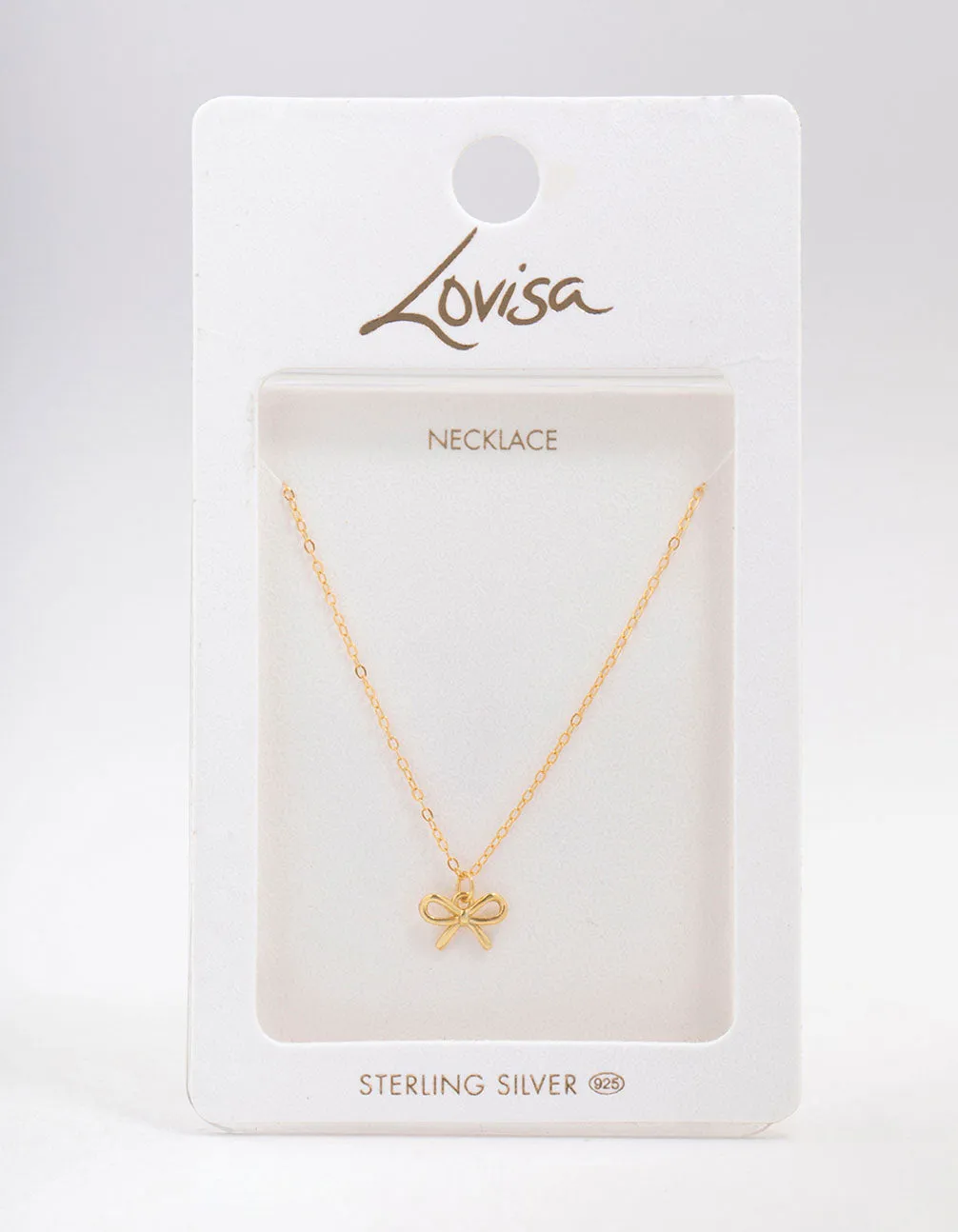 Gold Plated Sterling Silver Bow Pendant Necklace