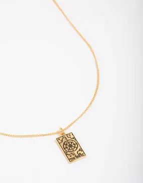 Gold Plated Wheel Tarot Card Pendant Necklace