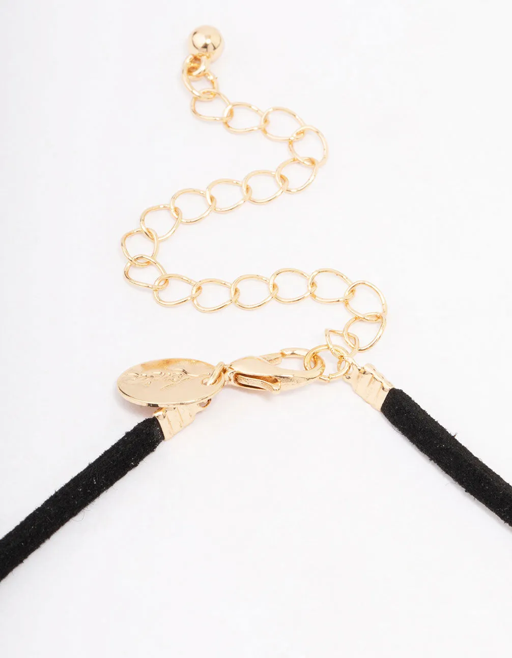 Gold Puffy Love Heart Cord Pendant Necklace