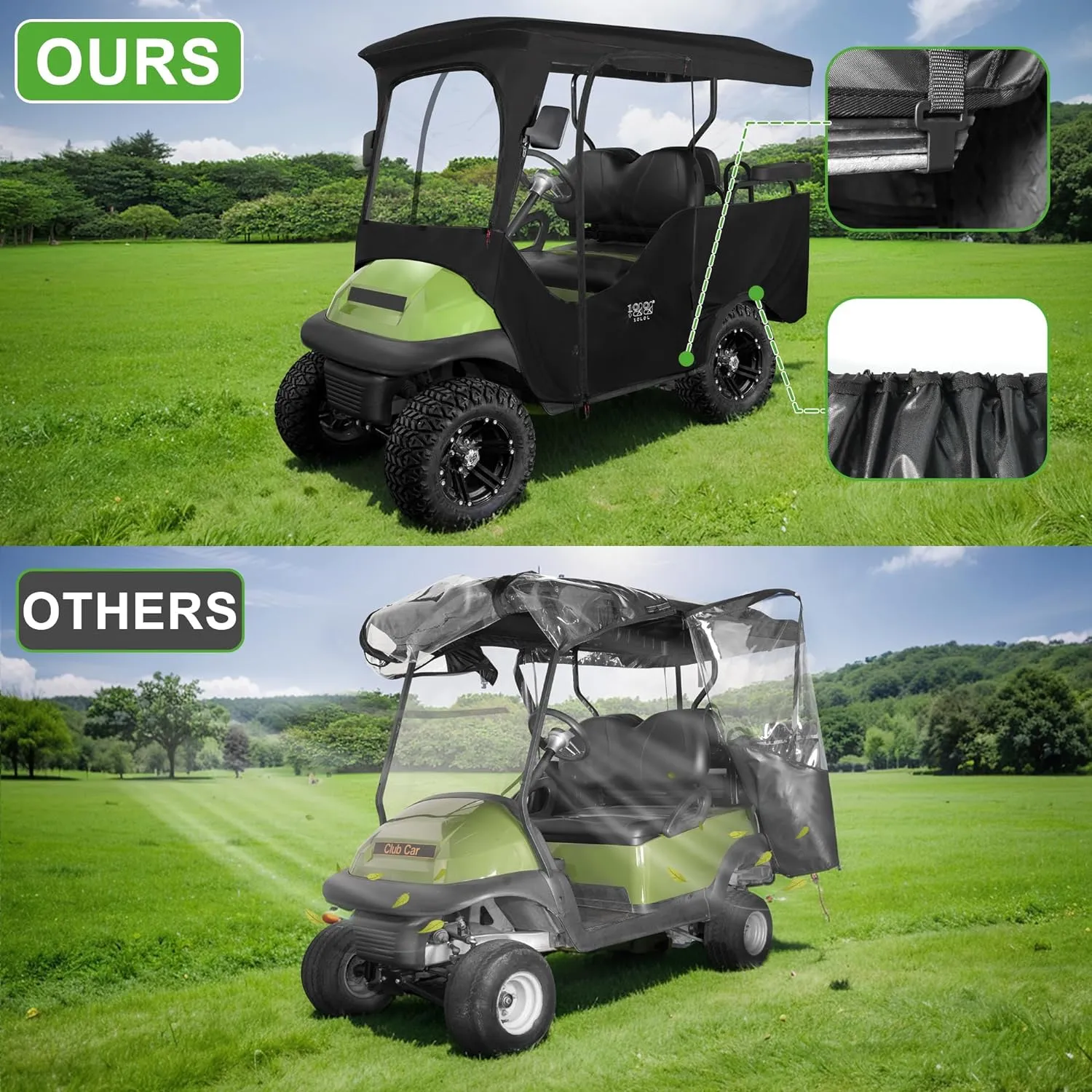 Golf Cart Enclosures for Club Car Precedent 4 Passenger & Extended Roof - 10L0L