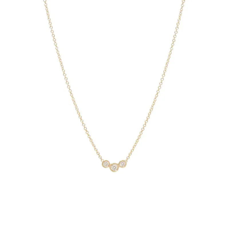 Graduated Three Bezel Set Diamond Necklace