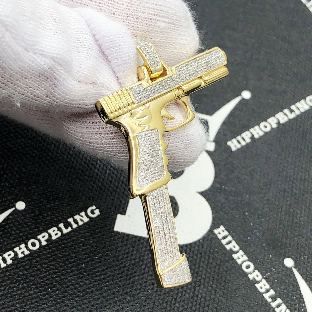 Gun Extended Mag Diamond Pendant .60cttw 10K Yellow Gold