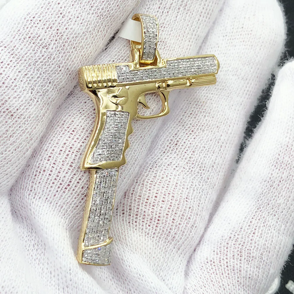 Gun Extended Mag Diamond Pendant .60cttw 10K Yellow Gold