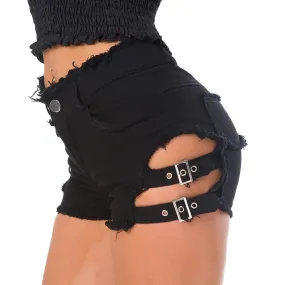 High Waist Denim Women Shorts in Rock Style / Rocker Chic Clothing in Alternative Fashion