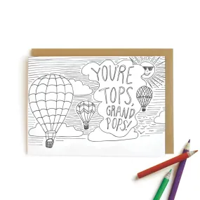 Hot Air Balloon Grandpa Coloring Card