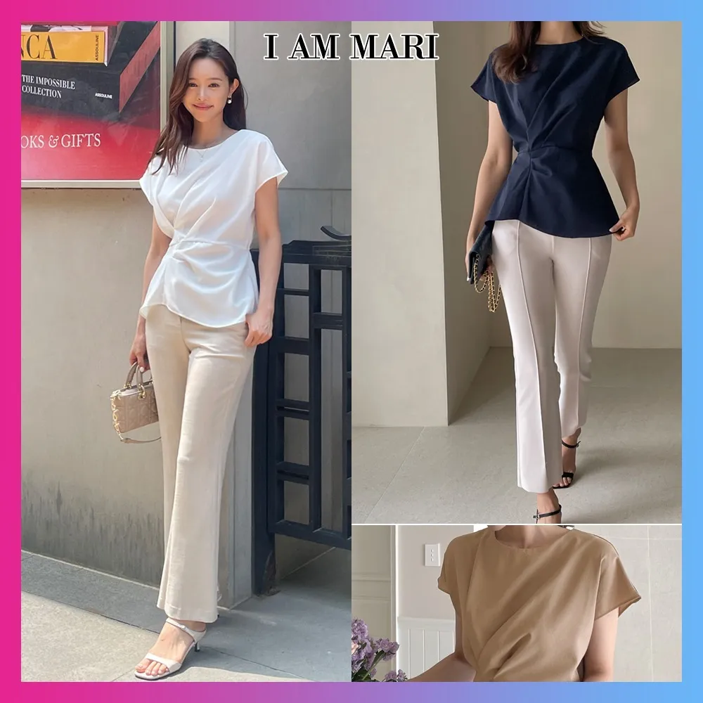 I AM MARI  |Plain Office Style Elegant Style Shirts & Blouses