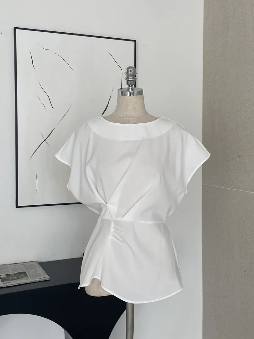 I AM MARI  |Plain Office Style Elegant Style Shirts & Blouses