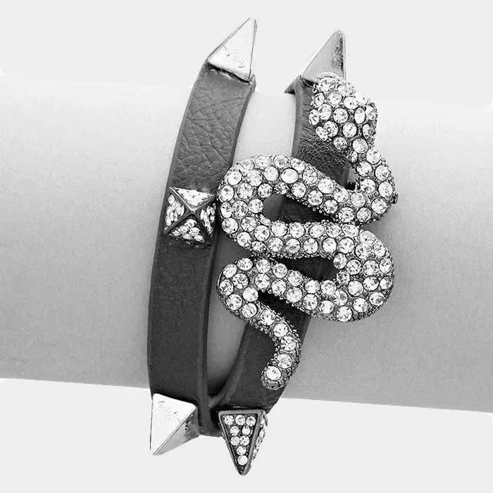 iLLASPARKZ Crystal pave snake stud bracelet