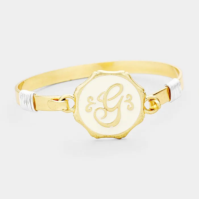 iLLASPARKZ 'G' Acrylic Monogram Metal Disc Hook Bracelet