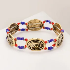 iLLASPARKZ LIVE LAUGH LOVE Message Pendant Accented Beads Stretch Bracelet