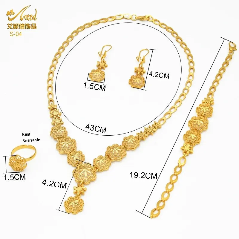 Indian Bridal Jewelry Set Dubai Necklace Earrings For Women