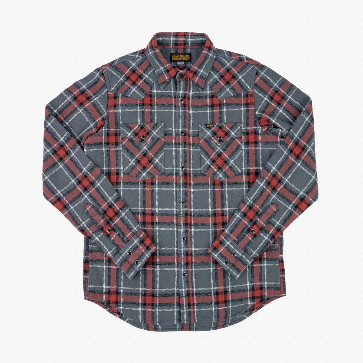 Iron Heart - IHSH-369-grey Slubby Herringbone Check