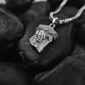 Jesus Piece Necklace Pendant & Franco Chain White Gold