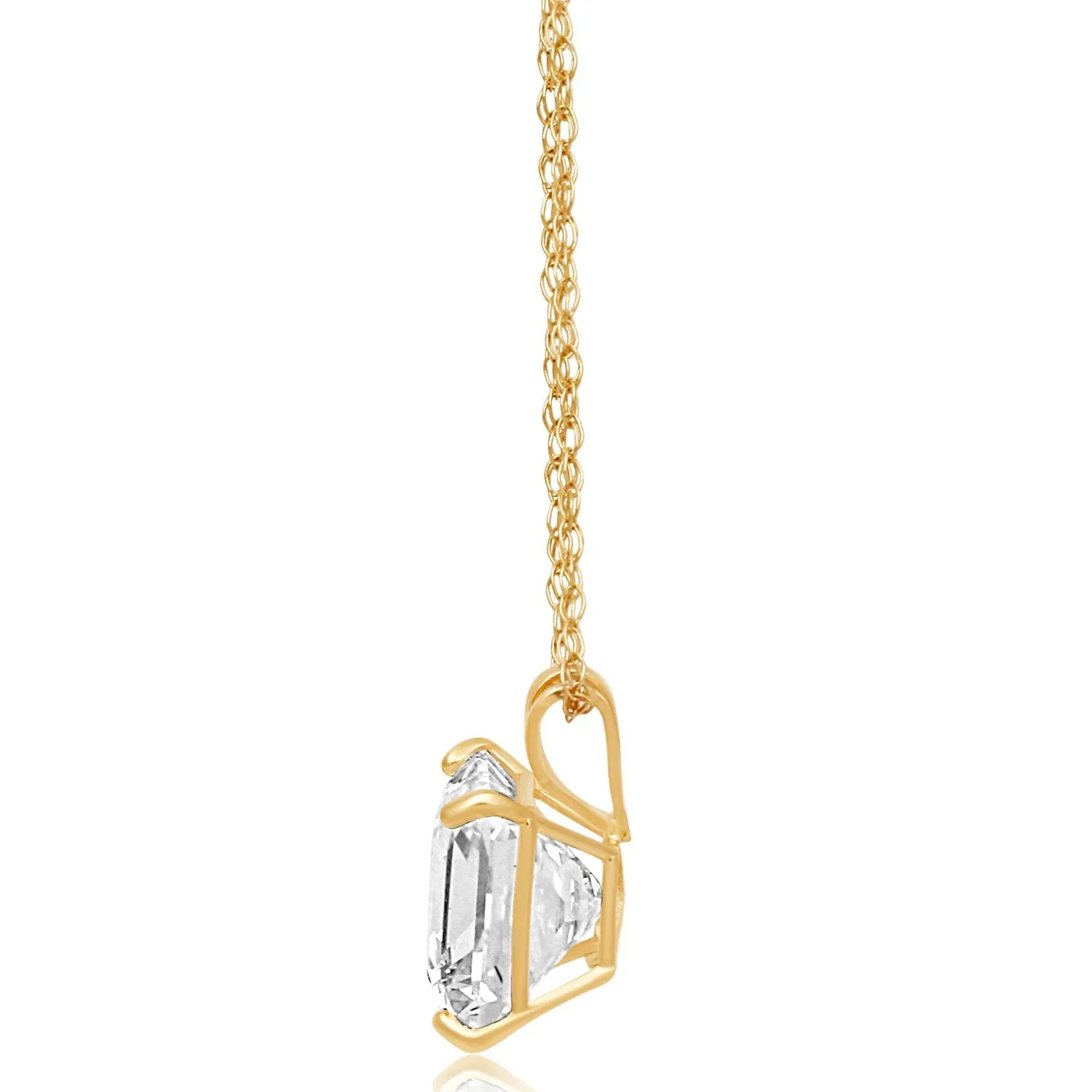 Jewelili 10K Yellow Gold With Cubic Zirconia Solitaire Pendant Necklace