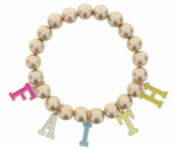 JM Kids Gold Multicolored Say It Bracelet