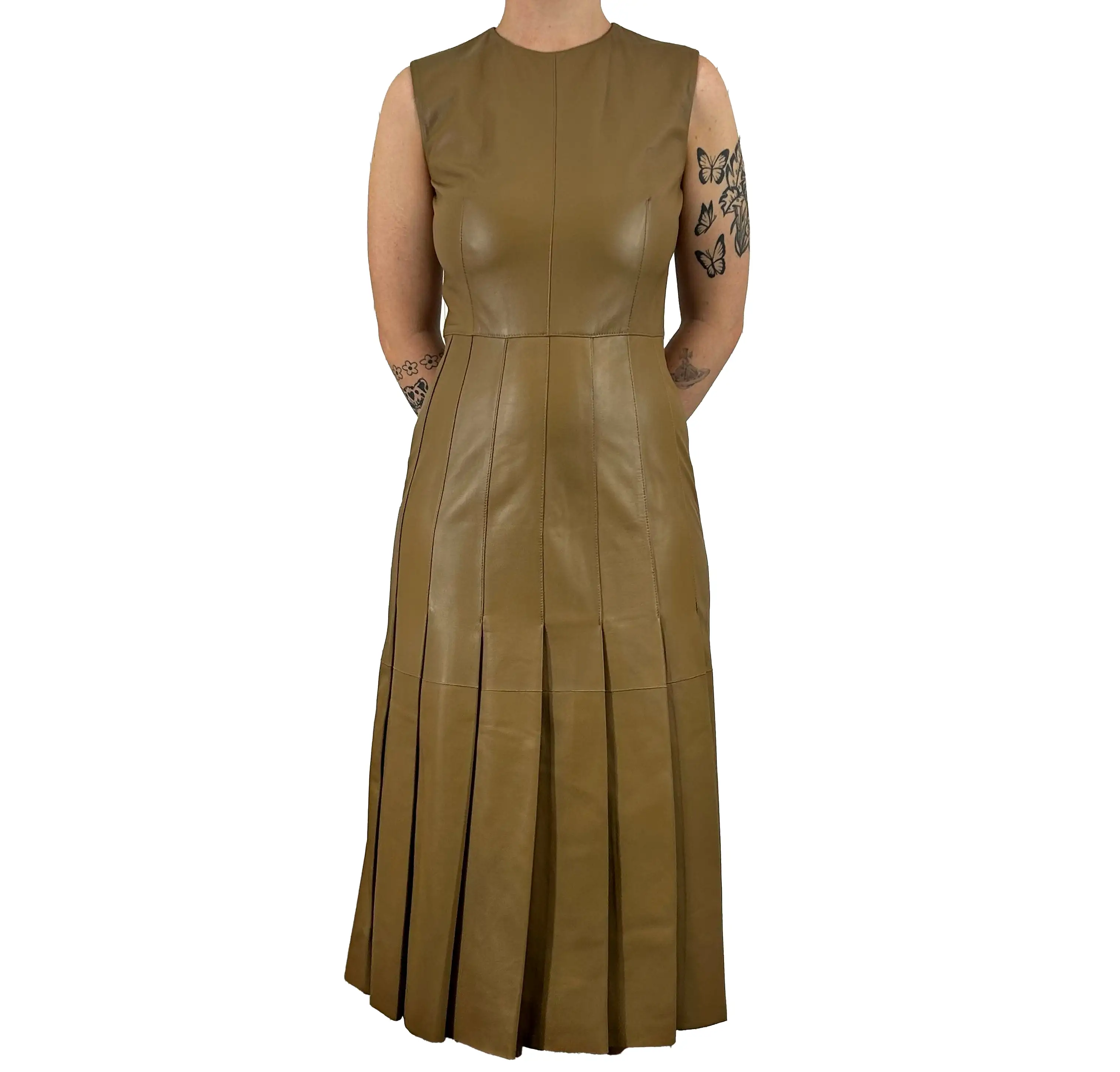 Joseph Brand New 1445 Camel Demry Nappa Leather Dress S