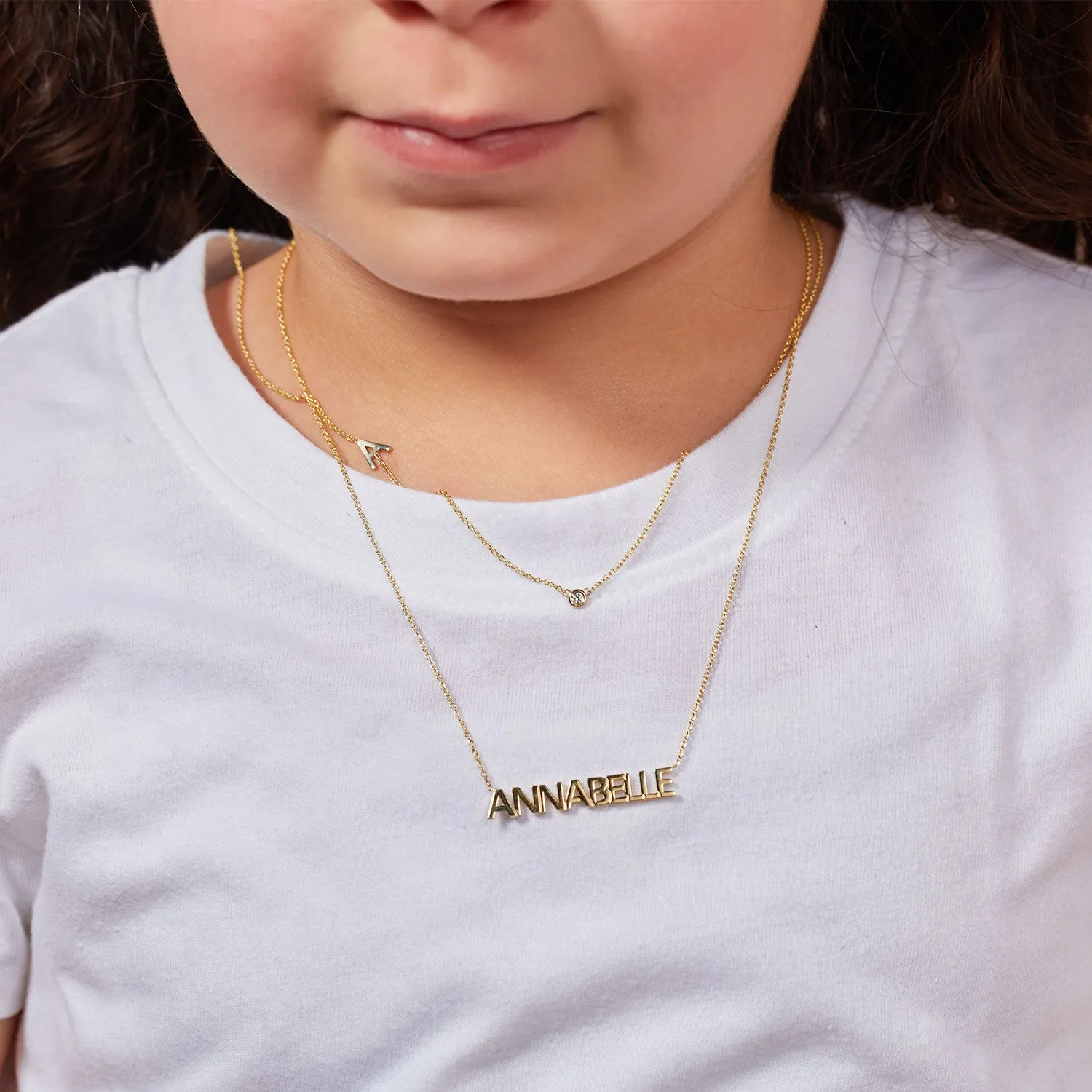 Kids Block Letter Name Necklace