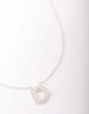 Letter D Silver Plated Pave Pendant Initial Necklace