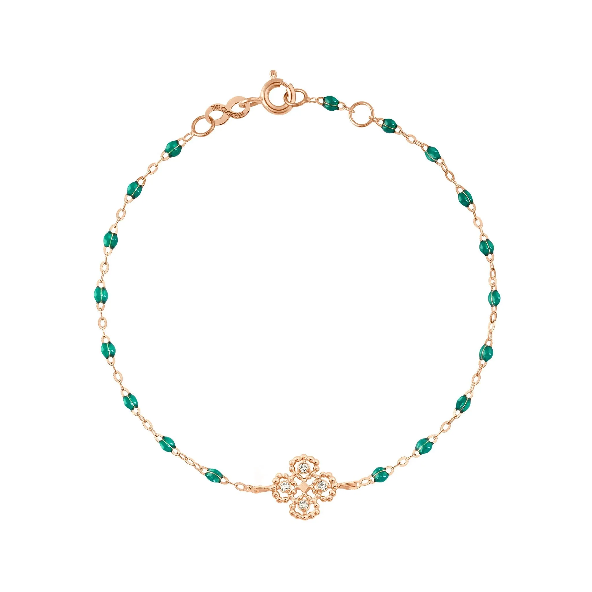 Lucky Clover Classic Gigi Emerald diamond Bracelet, Rose Gold, 6.7