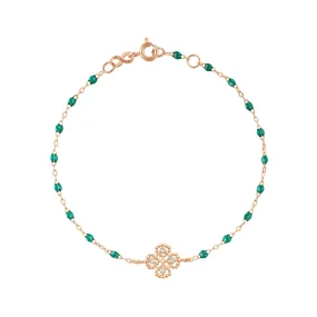 Lucky Clover Classic Gigi Emerald diamond Bracelet, Rose Gold, 6.7