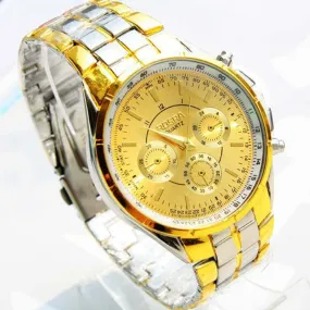 Luxury Men's Watch Roman Numerals Gold Watches Metal Analog Quartz Clock man relogio masculino