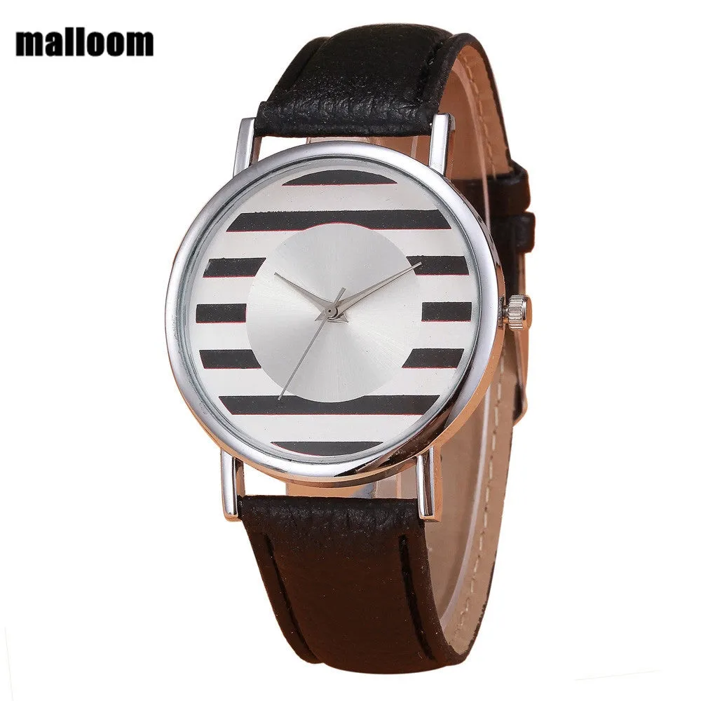 Malloom Watches Womens Retro Design PU Leather Dress Clock Band Analog Quartz Wrist Watch Relogio Feminino