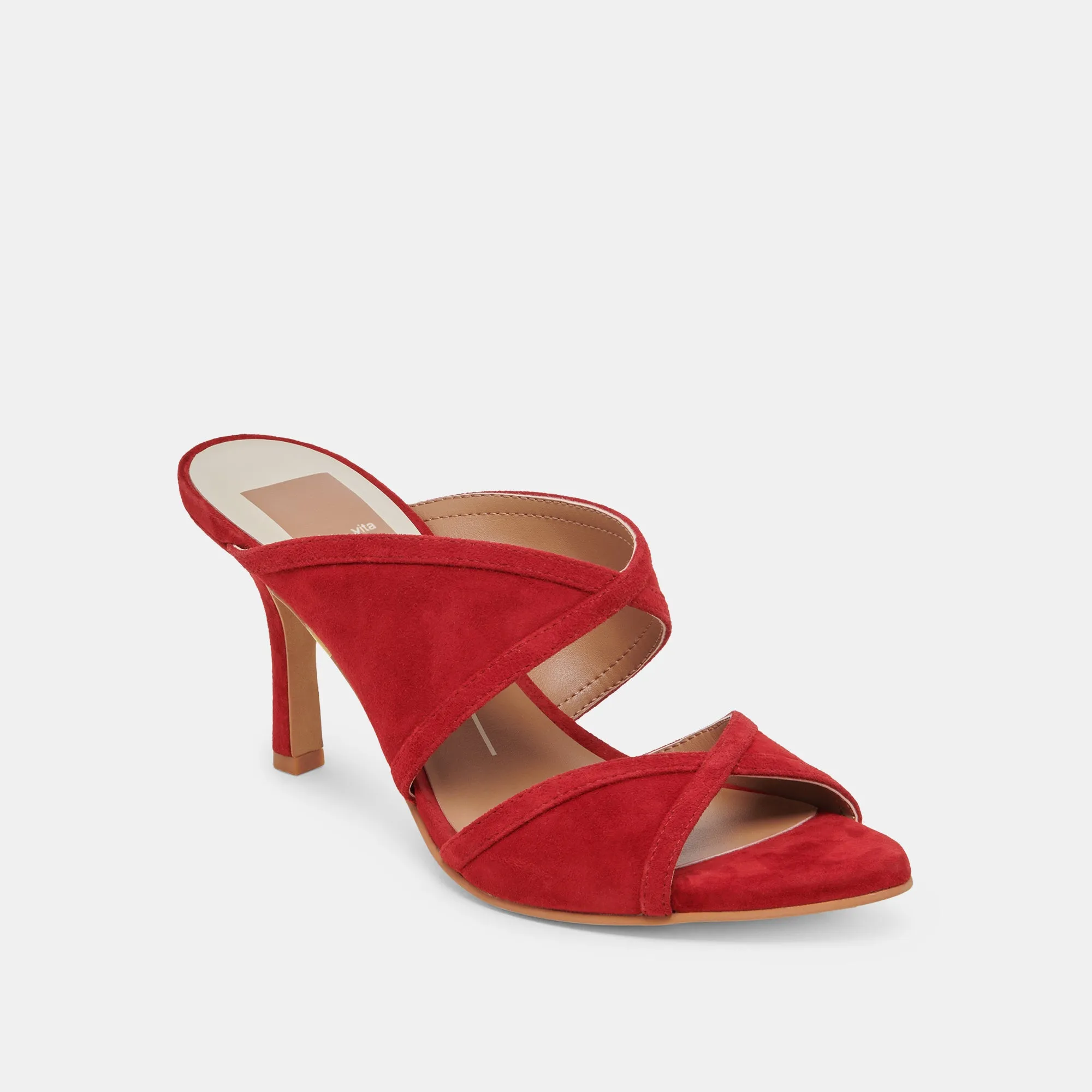 MANDEL HEELS CRIMSON SUEDE