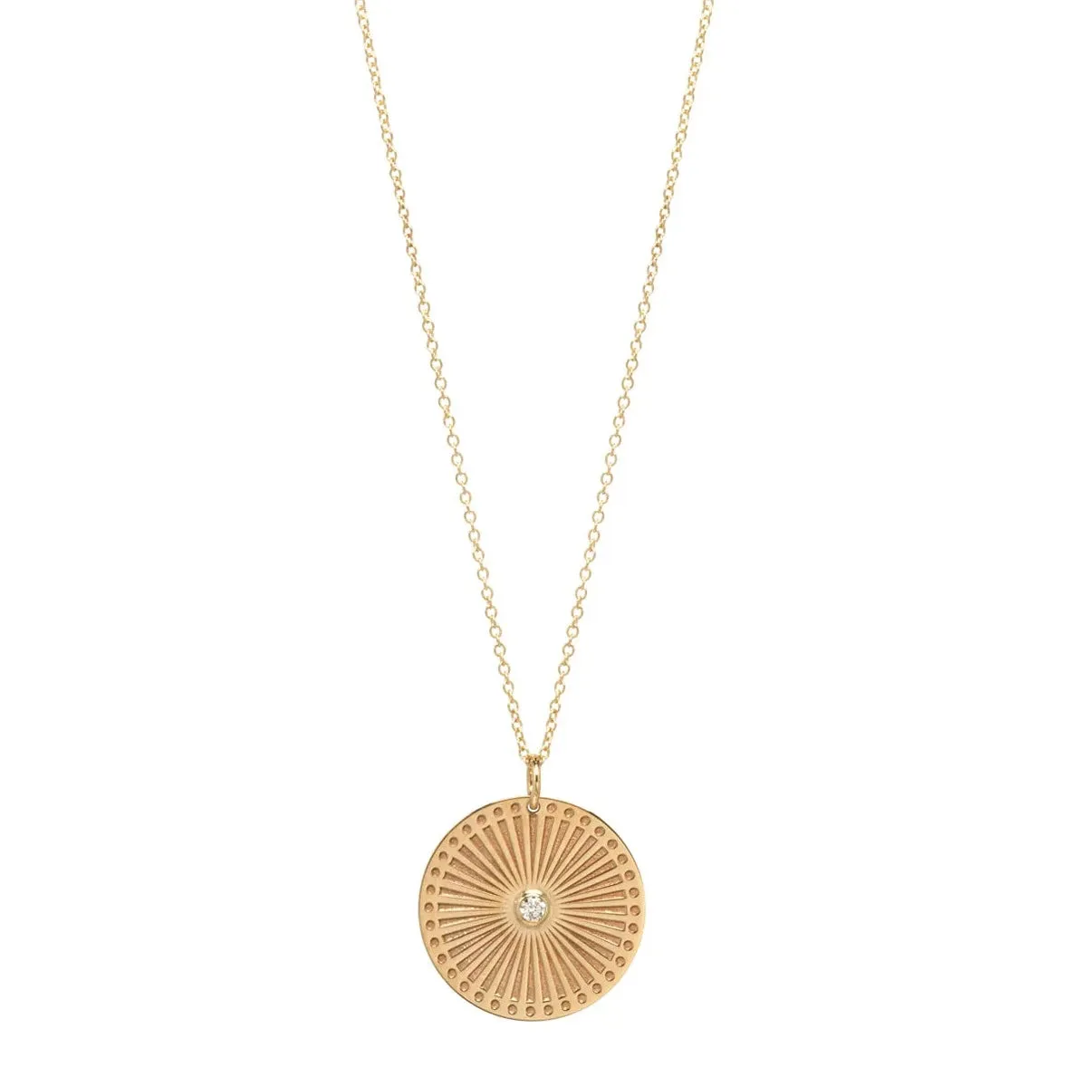 Medium Sunbeam Medallion Diamond Bezel Necklace