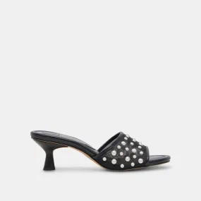 MEEZA PEARL HEELS ONYX MESH