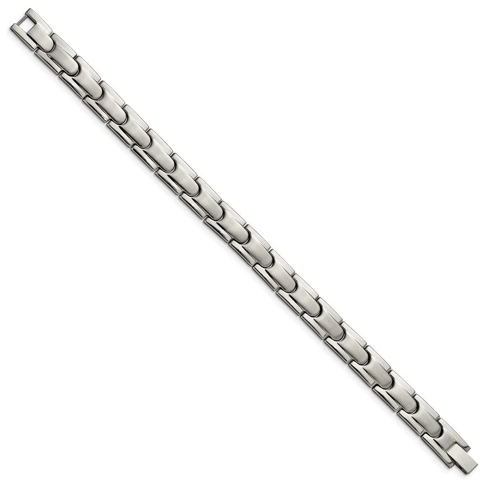 Men's 10mm Titanium Brushed & Polished Link Bracelet, 8.5 Inch