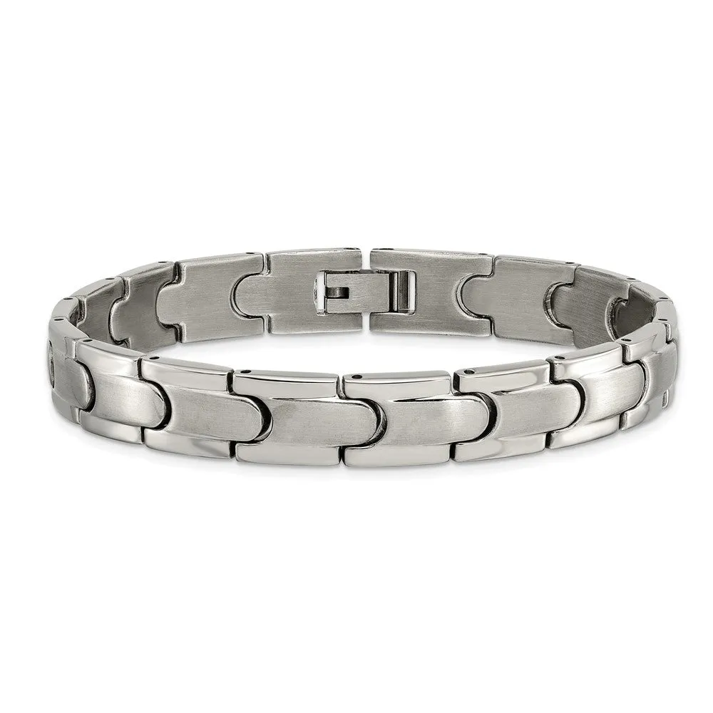 Men's 10mm Titanium Brushed & Polished Link Bracelet, 8.5 Inch