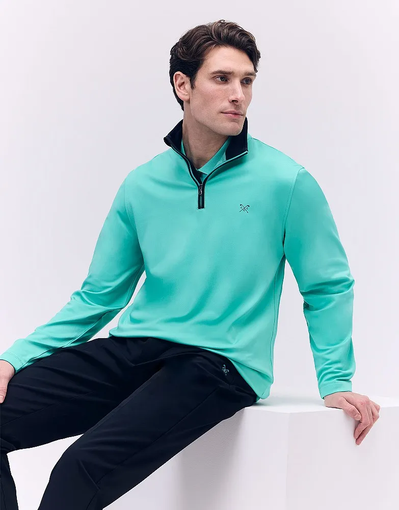 Men's Core Golf Half Zip Sweatshirt from Crew Clothing Company - Waterfall Blue