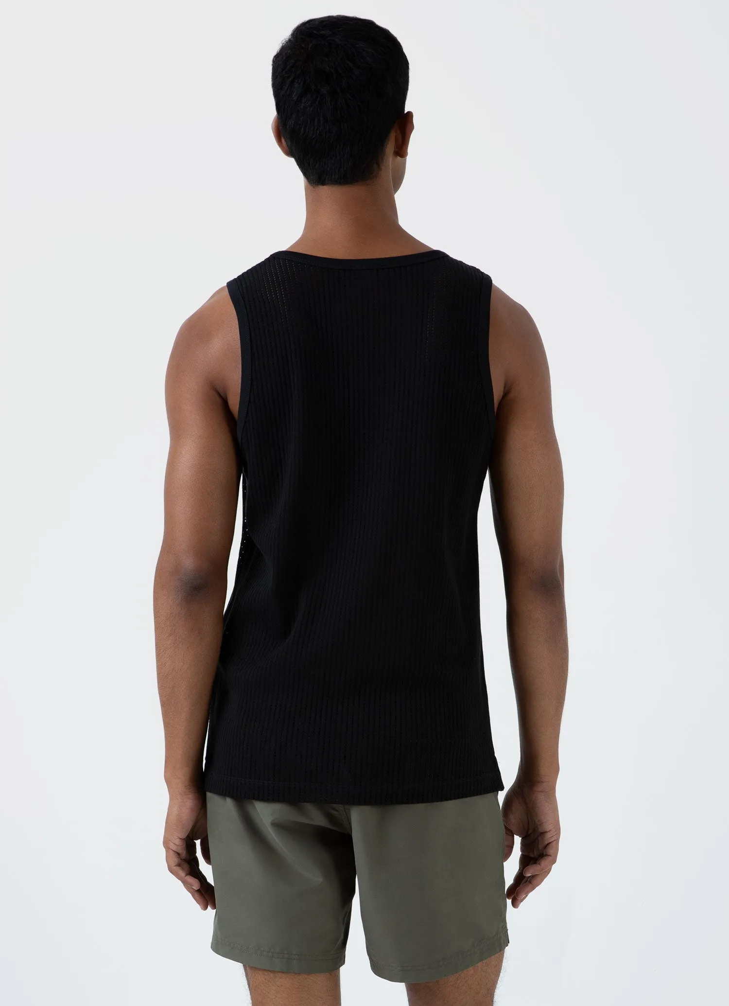 Men's Linear Mesh Tank Top in Black