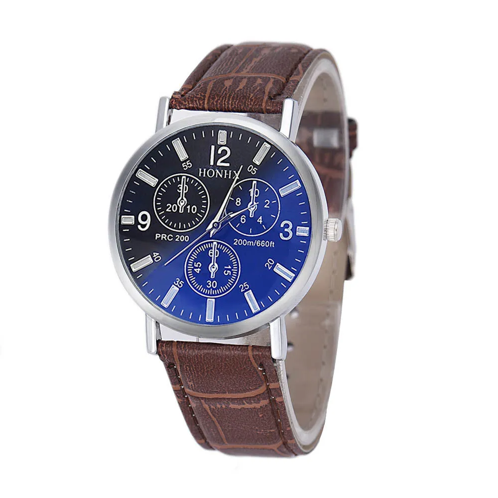 Men's Watch Men Boys Luxury Faux Leather Watch Top Analog BlueRay Business Casua Cool Watch Men Watches