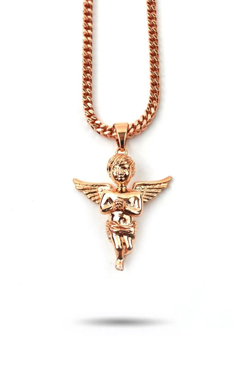 Micro Angel Pendant & Franco Gold Chain