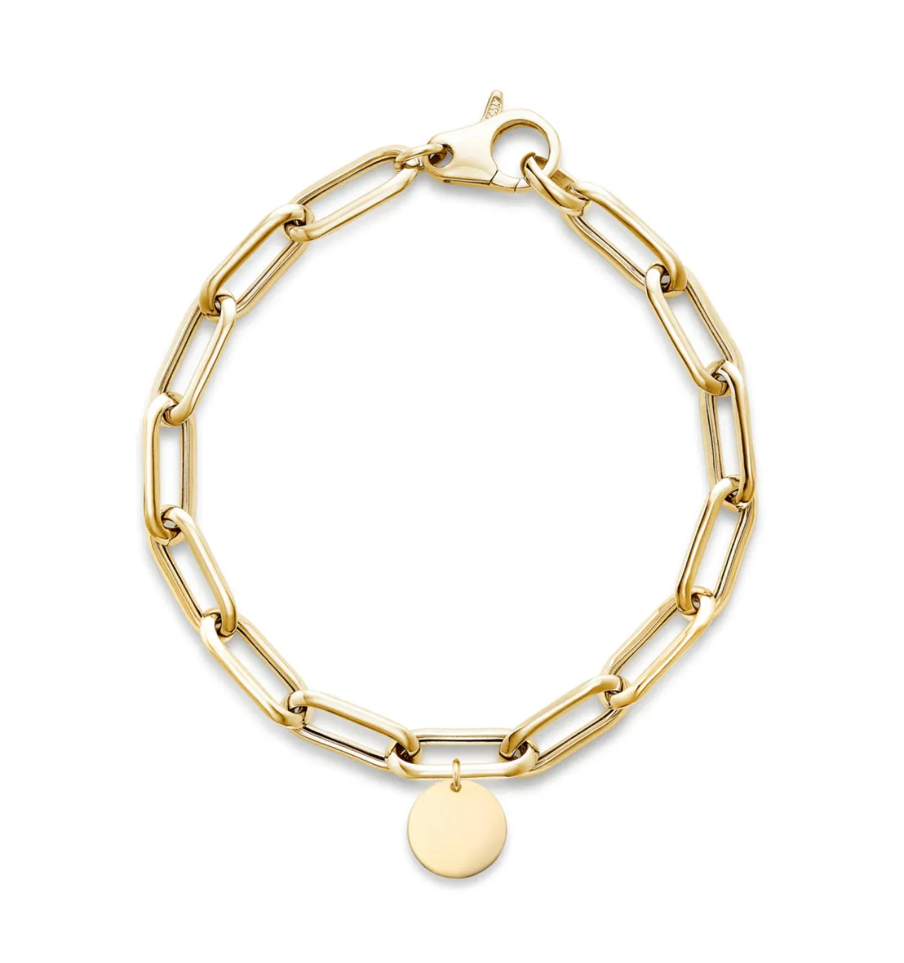 Miss Mimi Engravable Disk - 14k/925 Vermeil Large Paperclip Bracelet