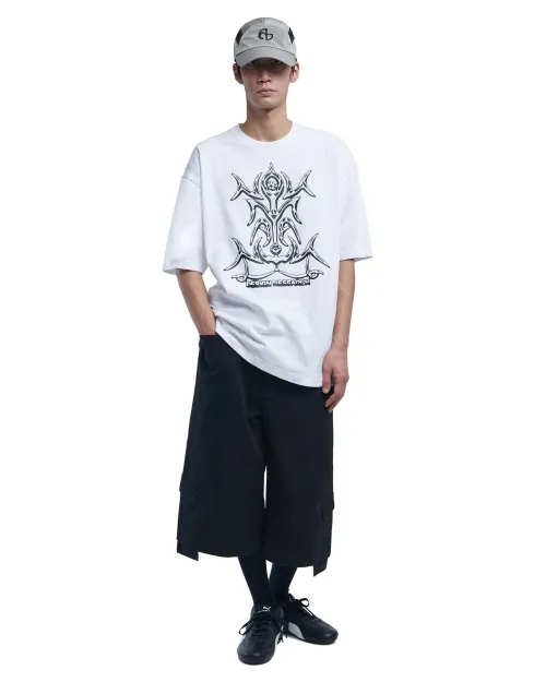 NOMANUAL  |Street Style U-Neck Plain Cotton Short Sleeves Logo T-Shirts