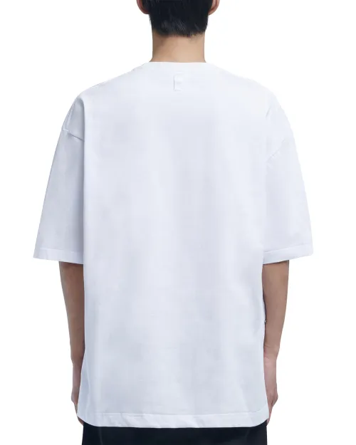 NOMANUAL  |Street Style U-Neck Plain Cotton Short Sleeves Logo T-Shirts