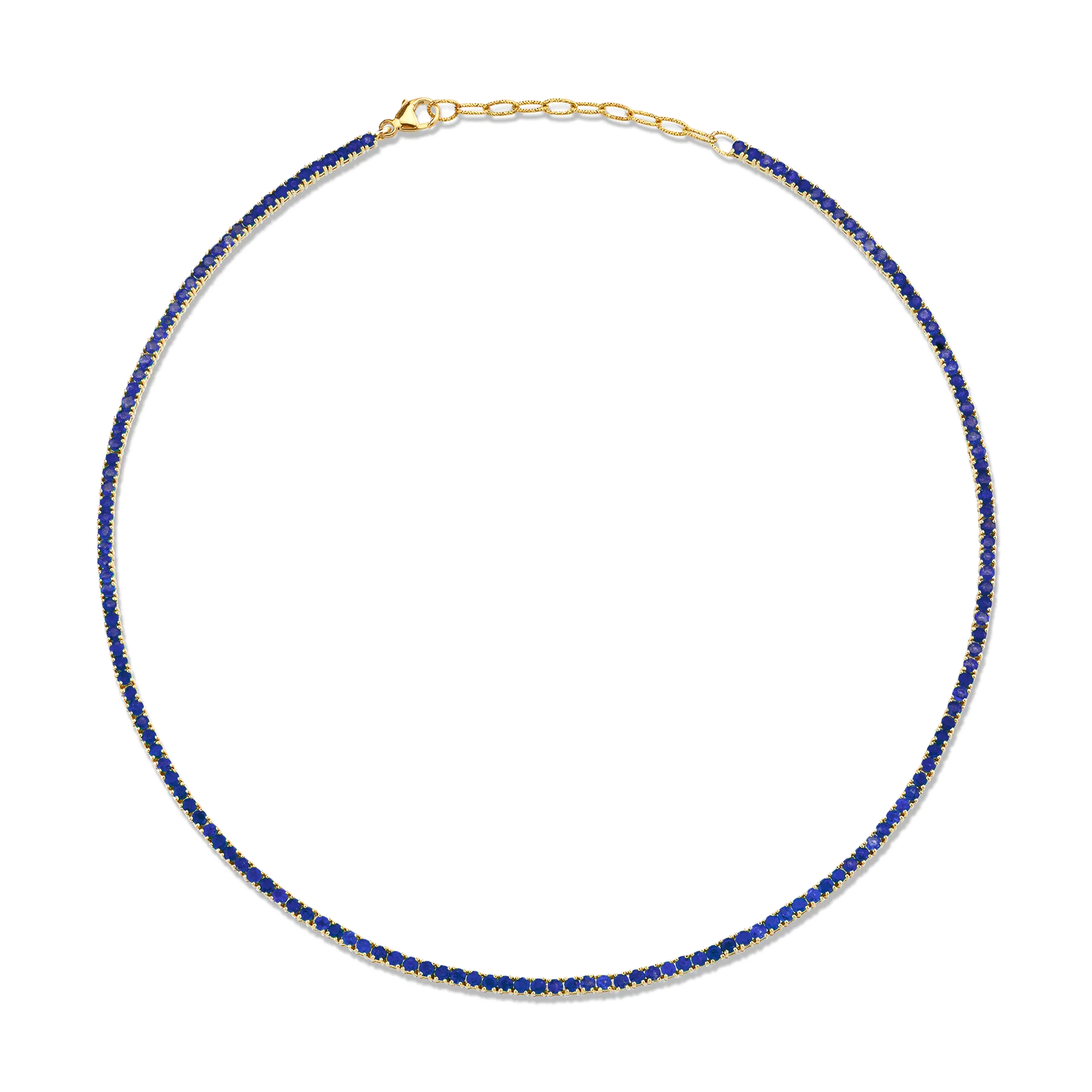 Perfect Collar Tennis Necklace - Blue Sapphire / 14k Yellow Gold