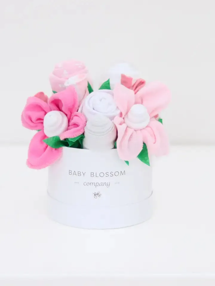 Petite New Mom Baby Girl Gift Box Bouquet -Floral